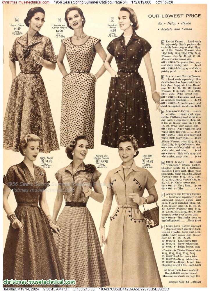 1956 Sears Spring Summer Catalog, Page 54