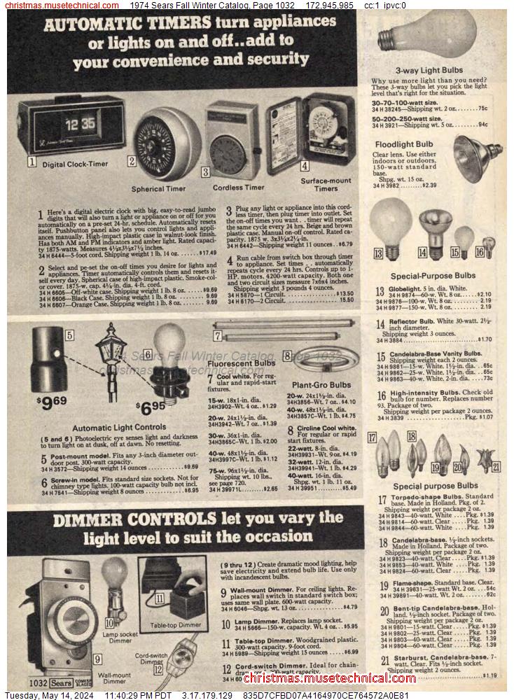 1974 Sears Fall Winter Catalog, Page 1032