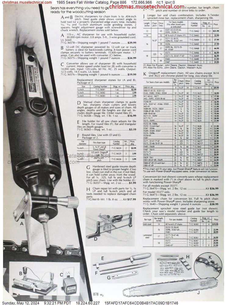 1985 Sears Fall Winter Catalog, Page 886
