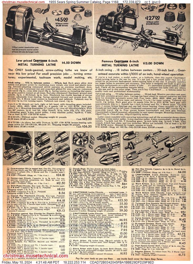 1955 Sears Spring Summer Catalog, Page 1168