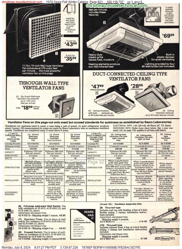 1978 Sears Fall Winter Catalog, Page 921