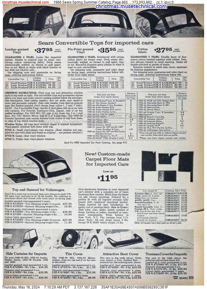 1966 Sears Spring Summer Catalog, Page 865