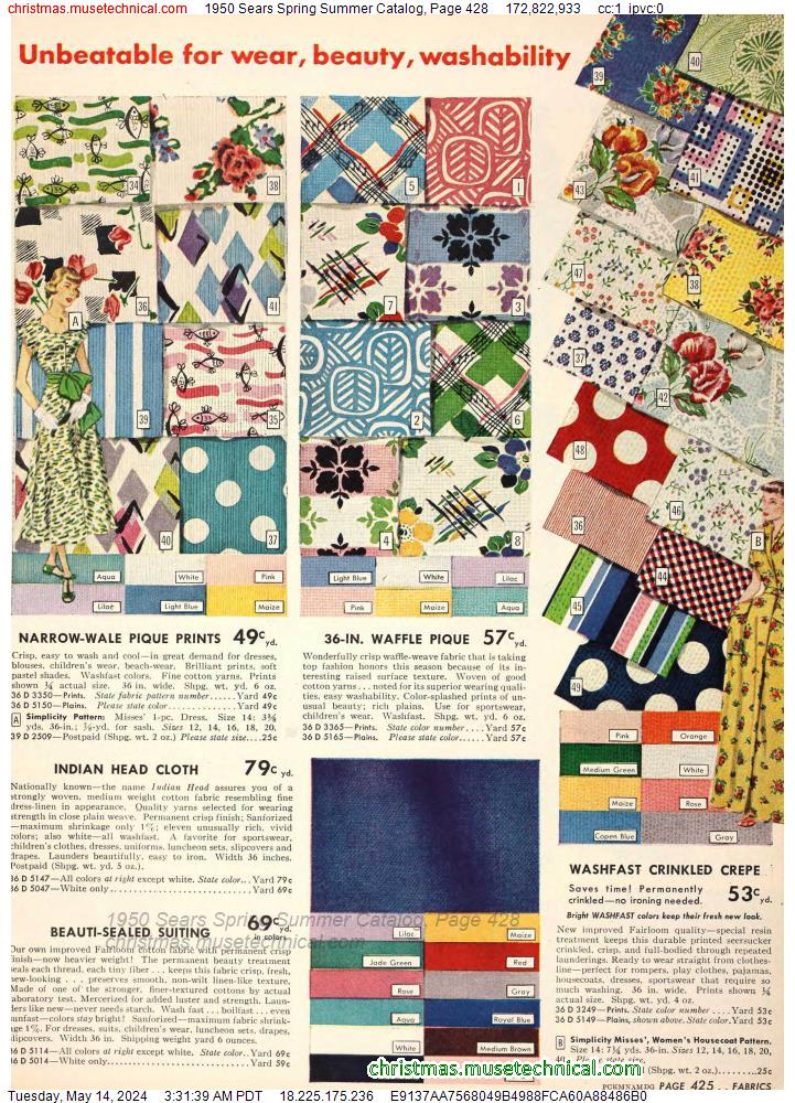 1950 Sears Spring Summer Catalog, Page 428