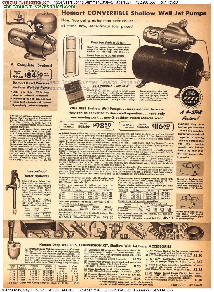 1954 Sears Spring Summer Catalog, Page 1021