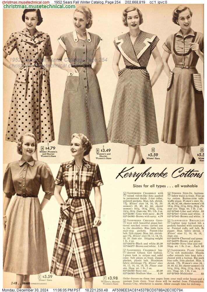 1952 Sears Fall Winter Catalog, Page 254