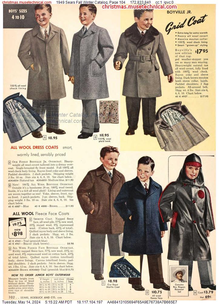 1949 Sears Fall Winter Catalog, Page 104