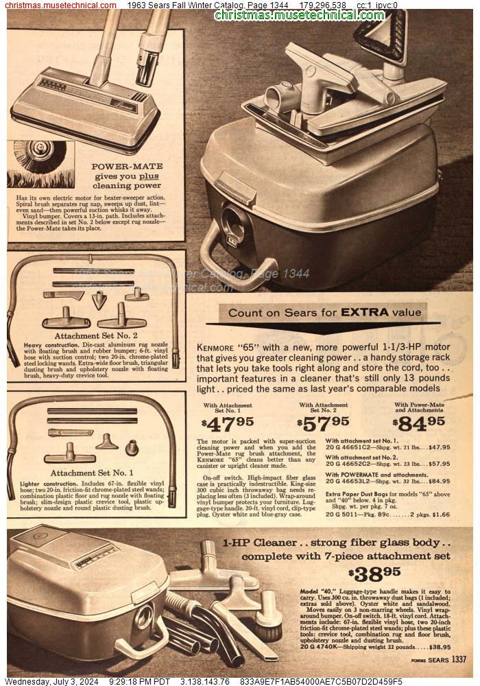 1963 Sears Fall Winter Catalog, Page 1344