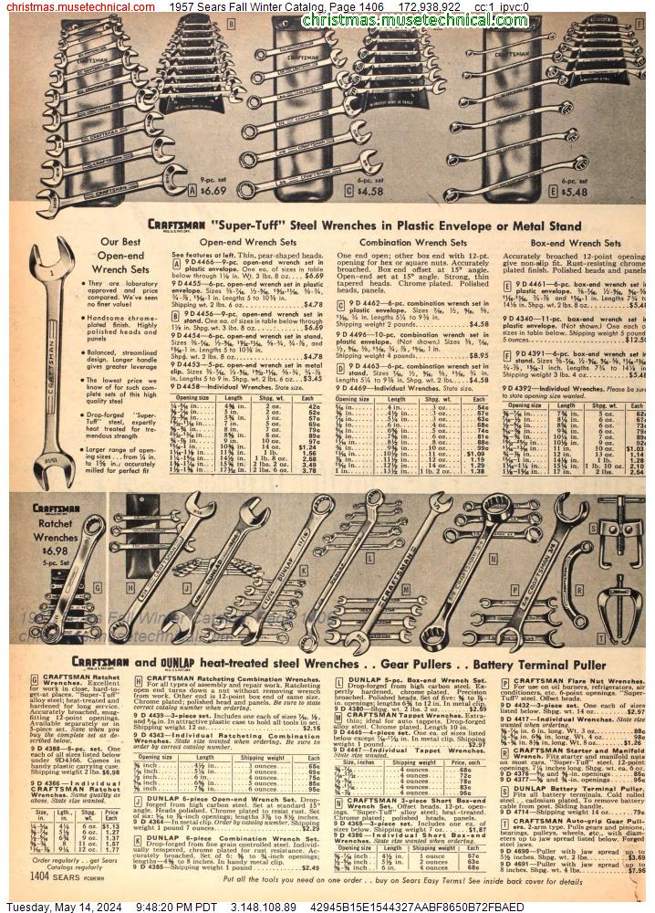 1957 Sears Fall Winter Catalog, Page 1406