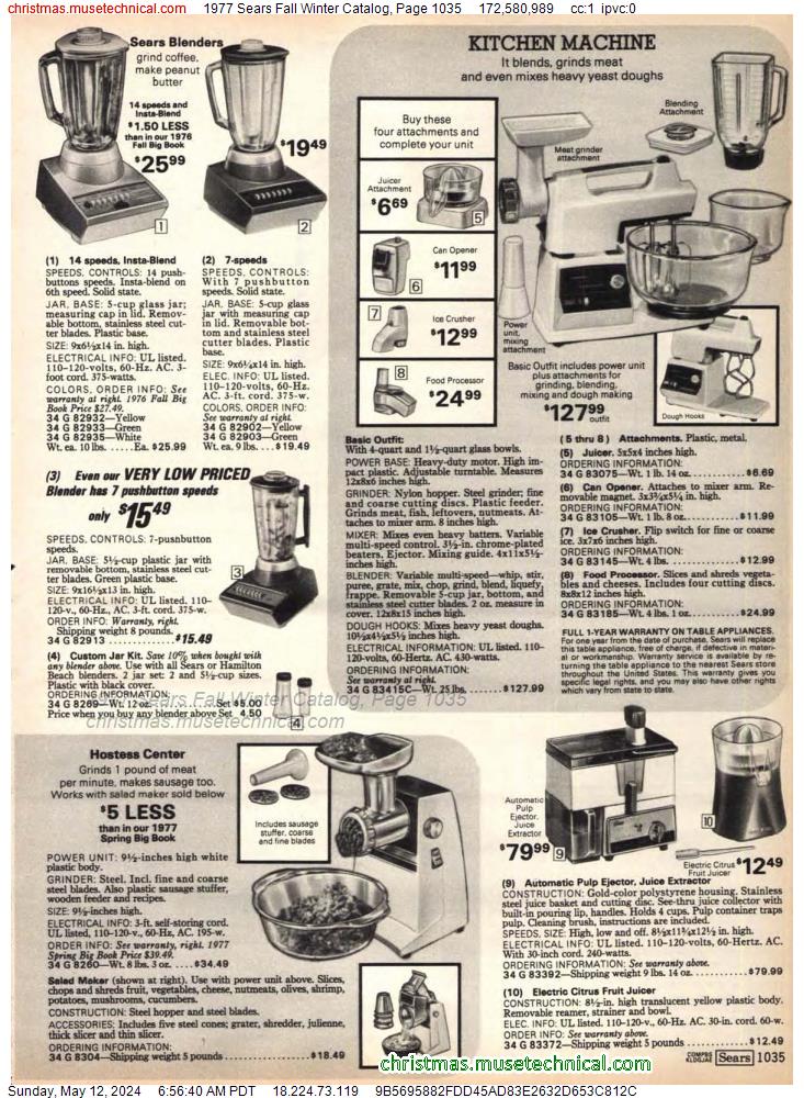 1977 Sears Fall Winter Catalog, Page 1035