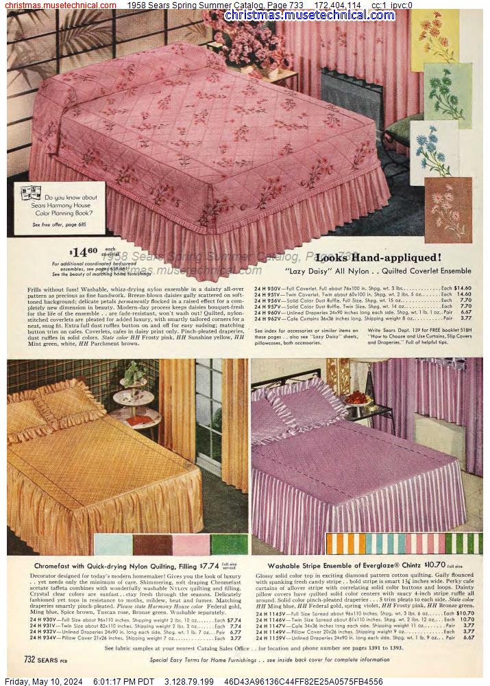 1958 Sears Spring Summer Catalog, Page 733