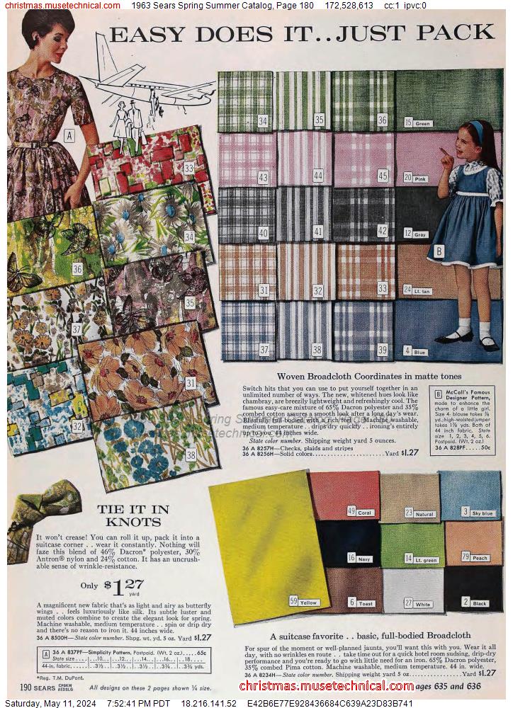 1963 Sears Spring Summer Catalog, Page 180