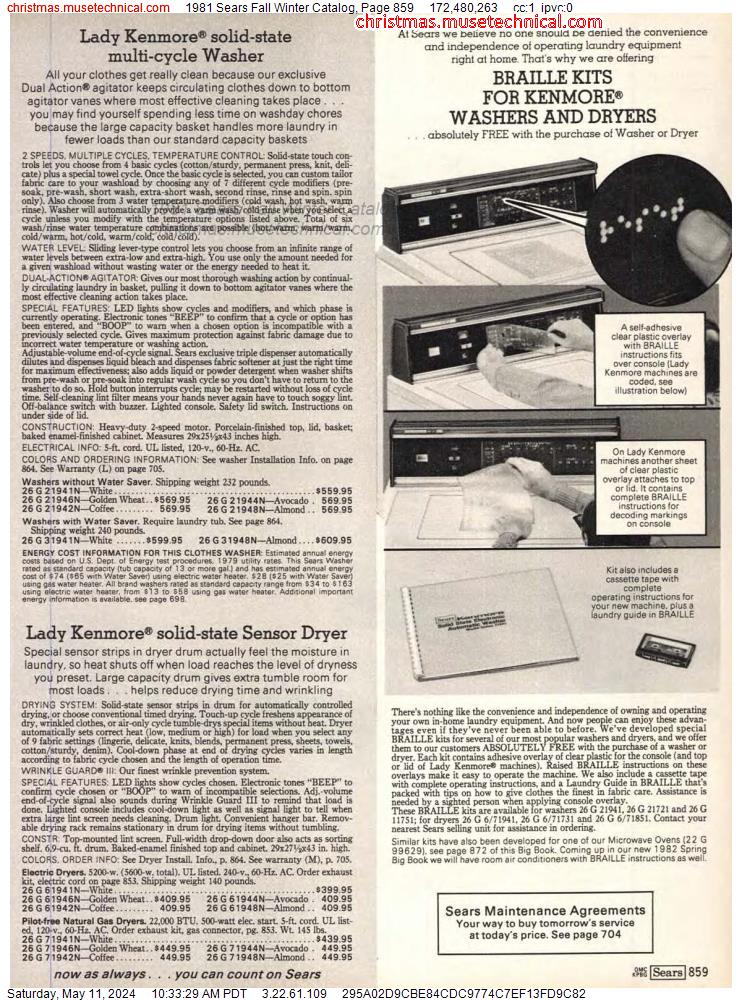 1981 Sears Fall Winter Catalog, Page 859