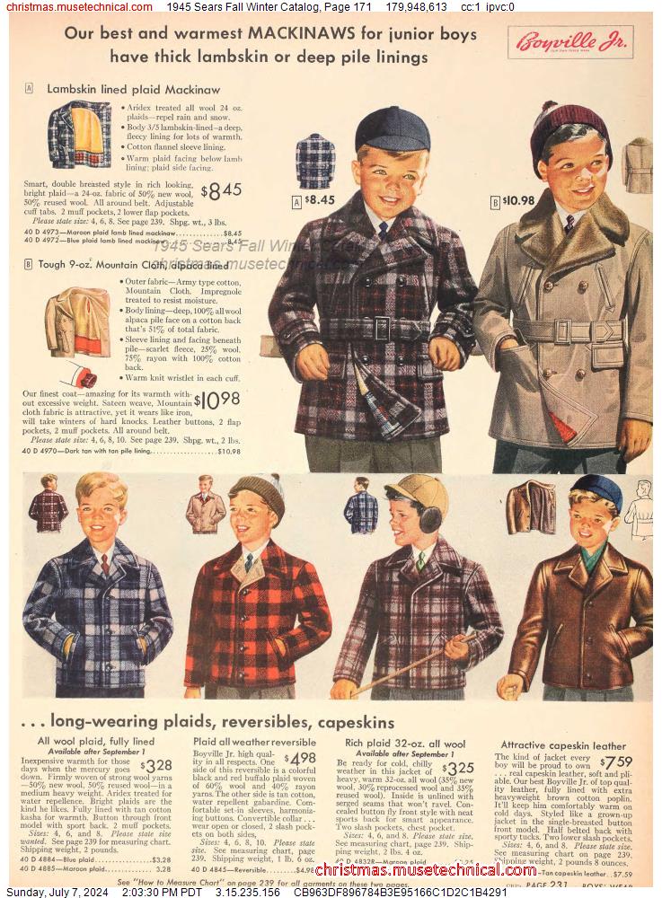 1945 Sears Fall Winter Catalog, Page 171