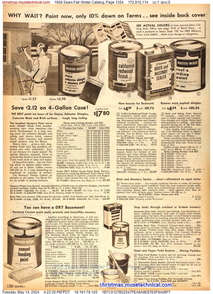 1958 Sears Fall Winter Catalog, Page 1354