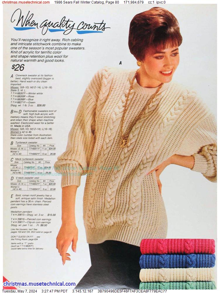 1986 Sears Fall Winter Catalog, Page 80