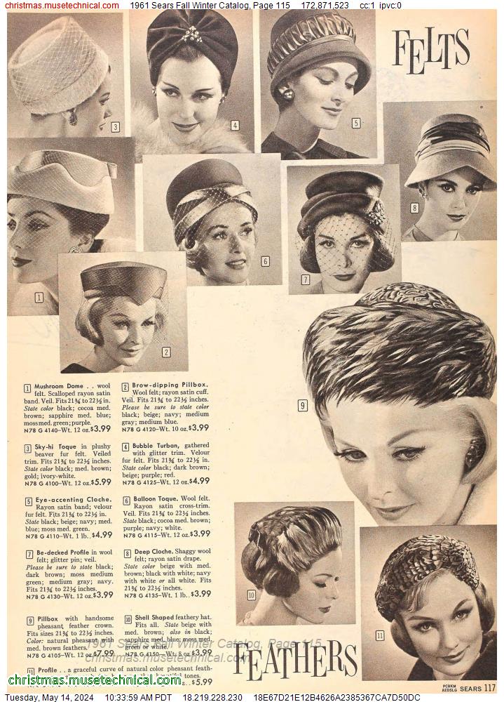 1961 Sears Fall Winter Catalog, Page 115