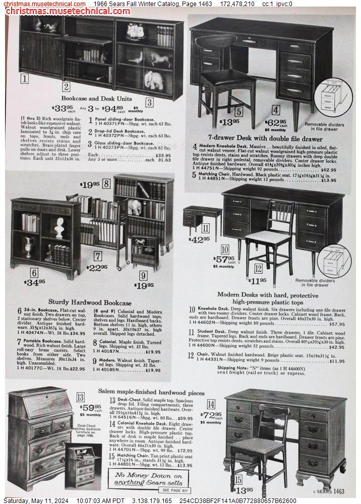 1966 Sears Fall Winter Catalog, Page 1463