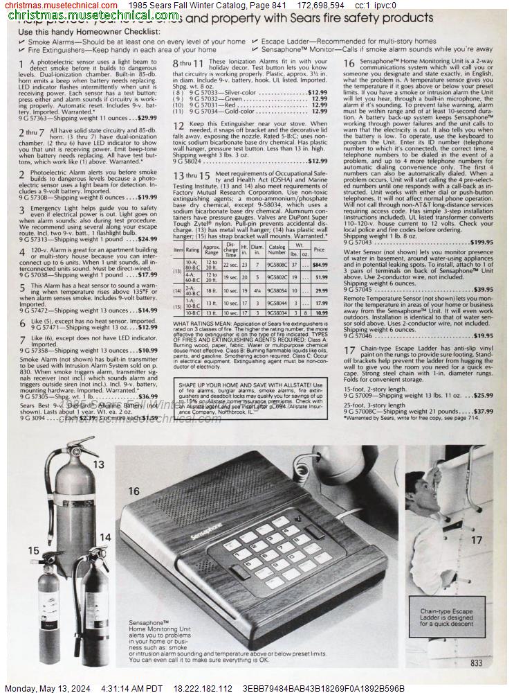 1985 Sears Fall Winter Catalog, Page 841