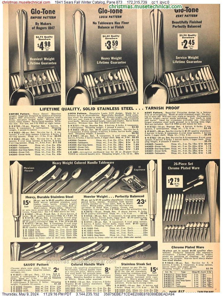 1941 Sears Fall Winter Catalog, Page 873