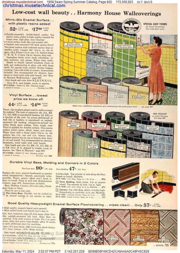 1958 Sears Spring Summer Catalog, Page 802