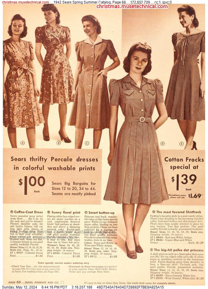 1942 Sears Spring Summer Catalog, Page 68