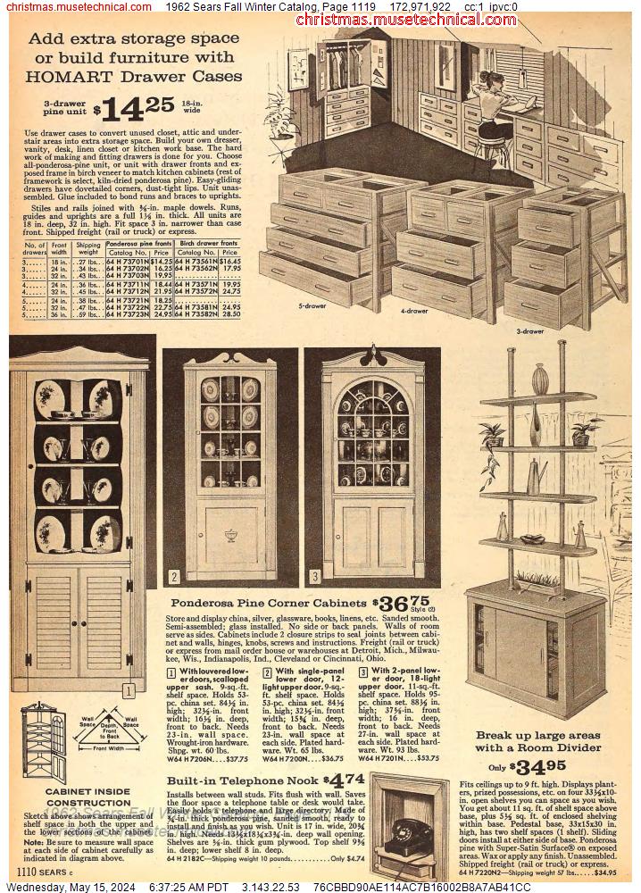1962 Sears Fall Winter Catalog, Page 1119