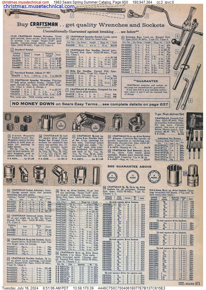 1963 Sears Spring Summer Catalog, Page 850