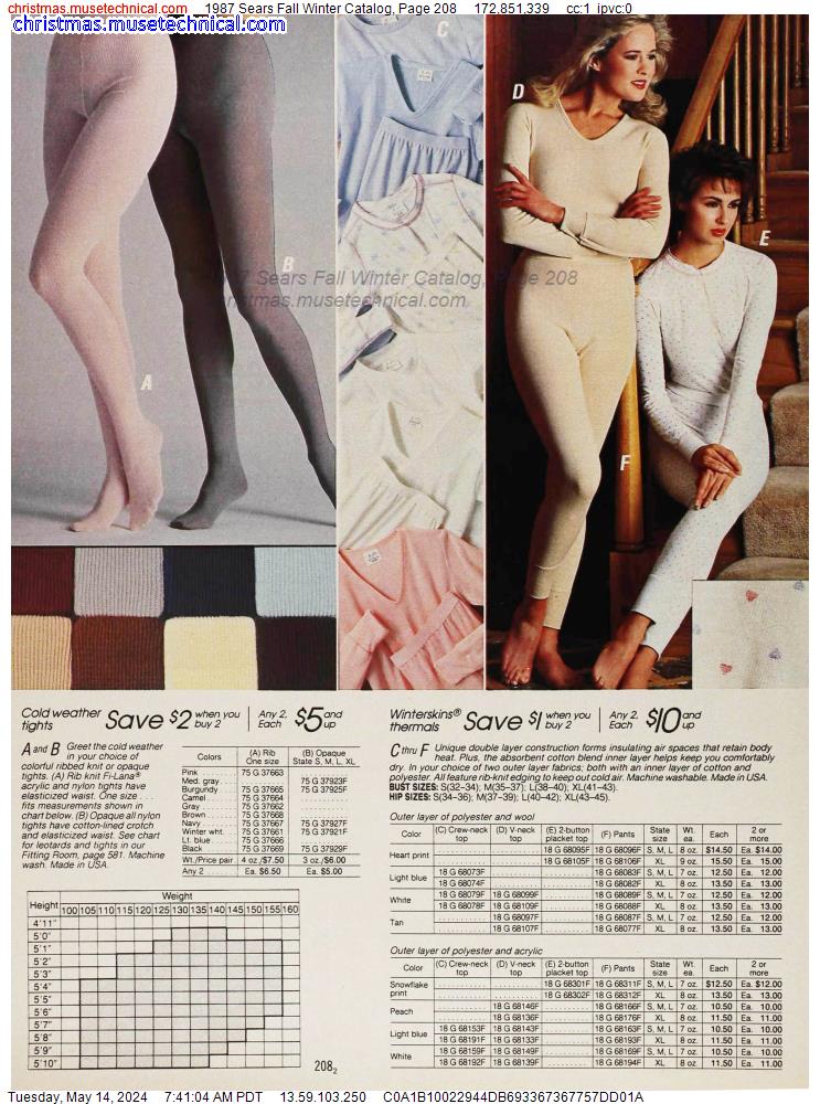 1987 Sears Fall Winter Catalog, Page 208