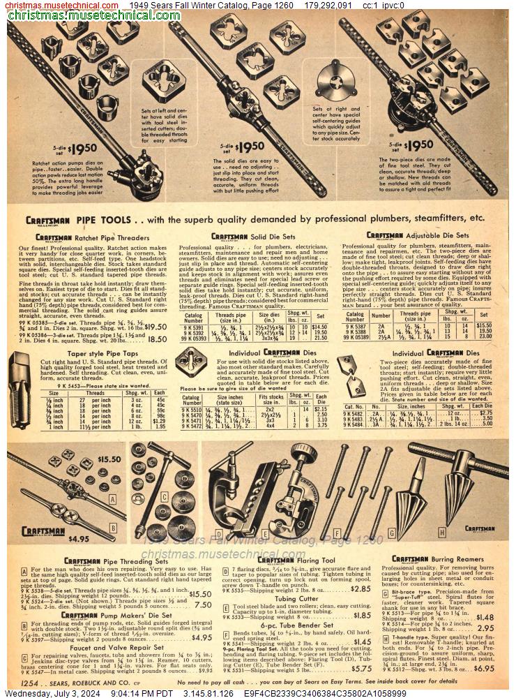 1949 Sears Fall Winter Catalog, Page 1260