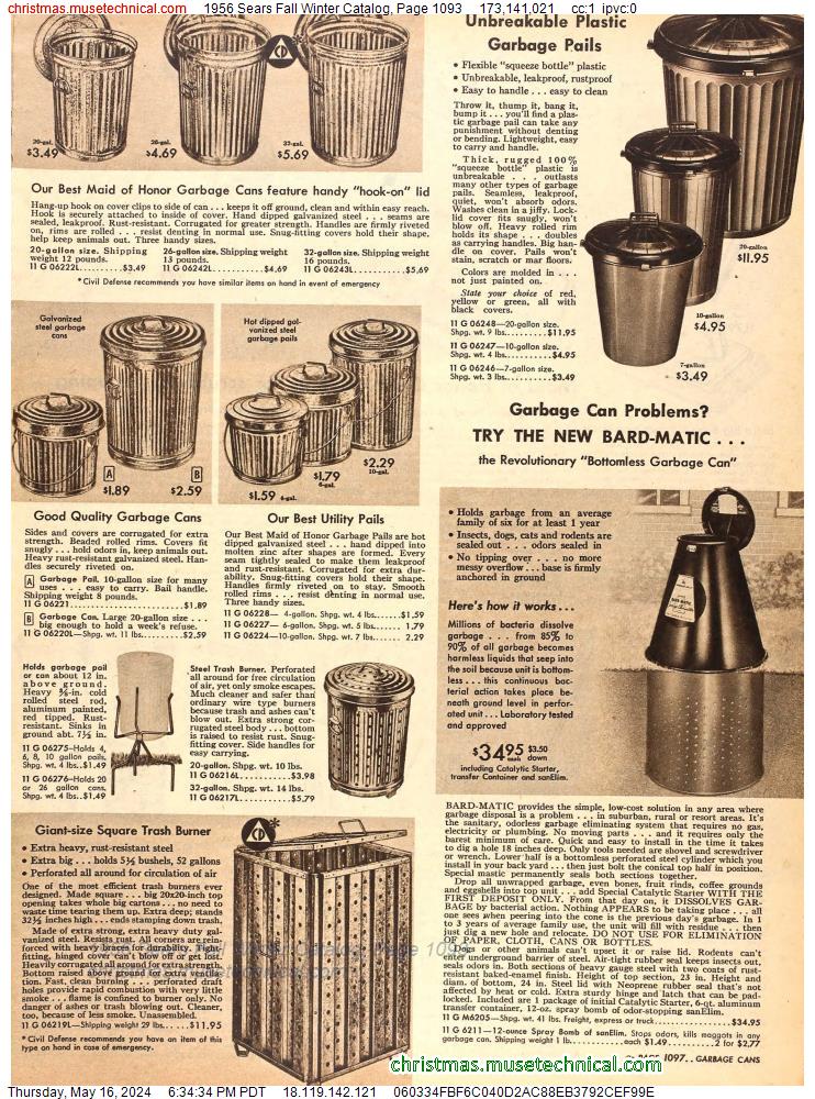 1956 Sears Fall Winter Catalog, Page 1093