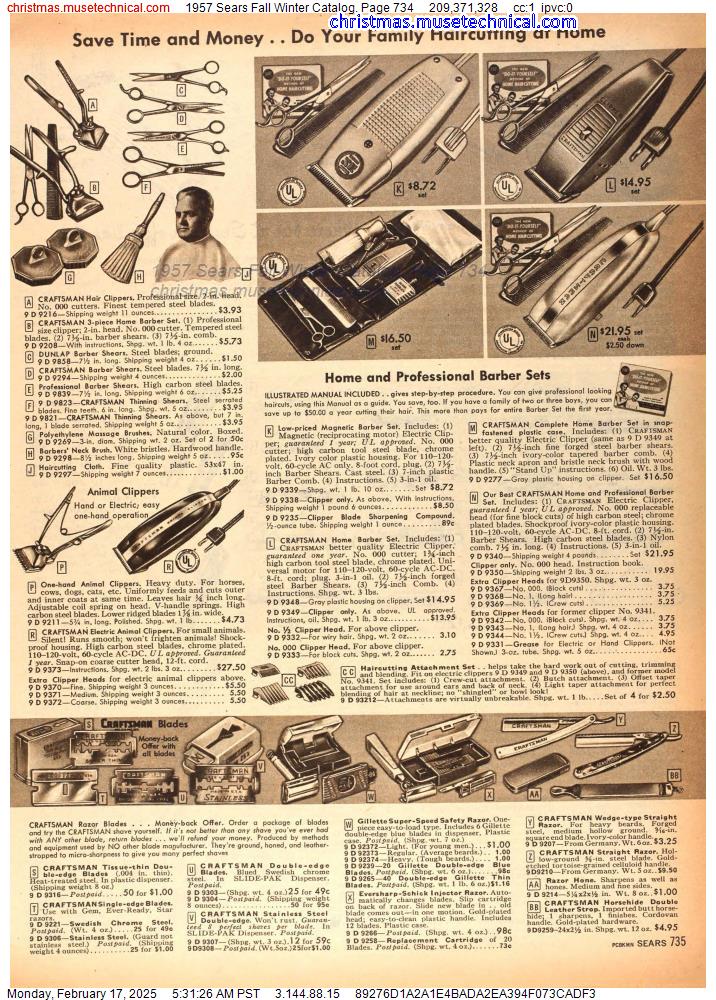 1957 Sears Fall Winter Catalog, Page 734