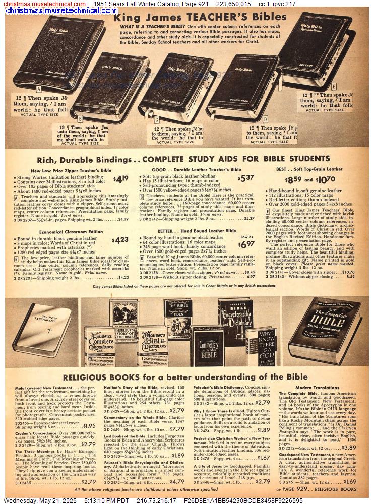 1951 Sears Fall Winter Catalog, Page 921