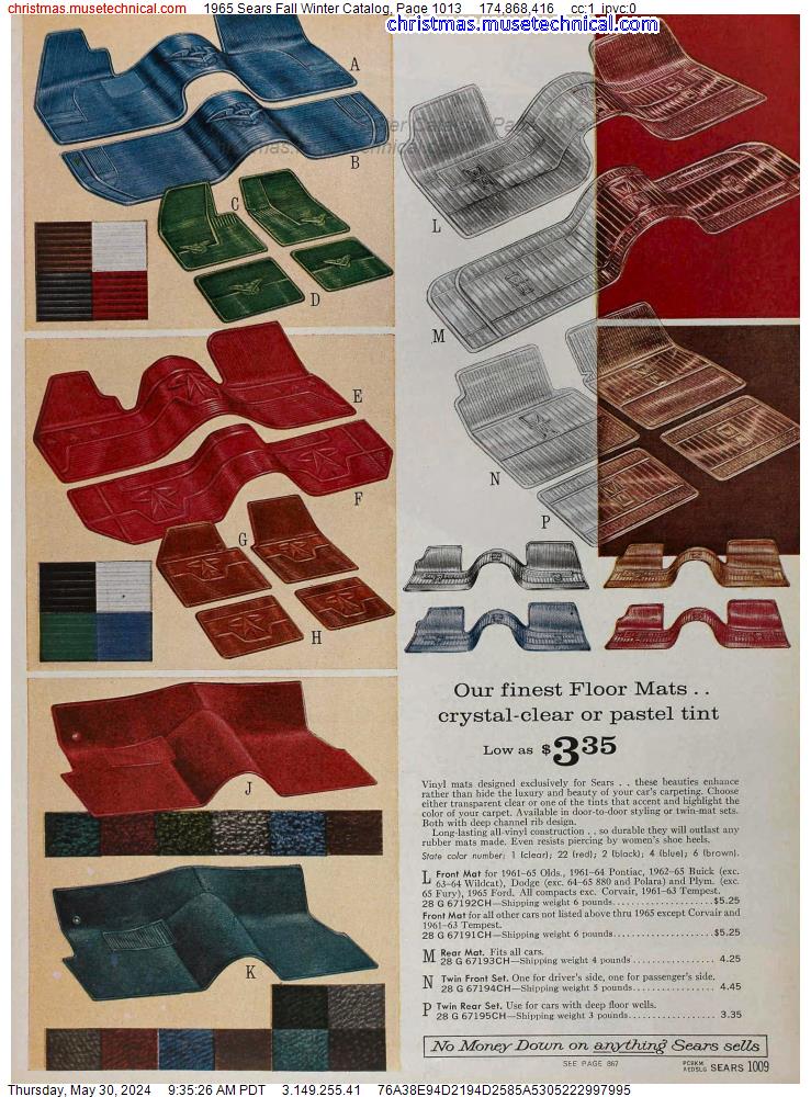 1965 Sears Fall Winter Catalog, Page 1013