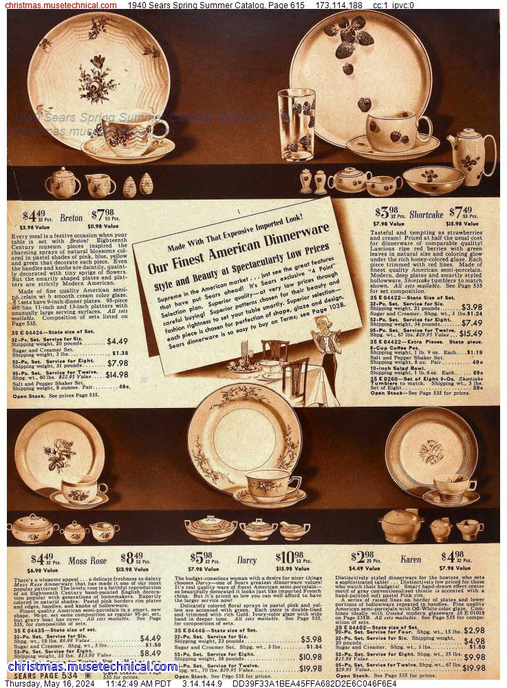 1940 Sears Spring Summer Catalog, Page 615