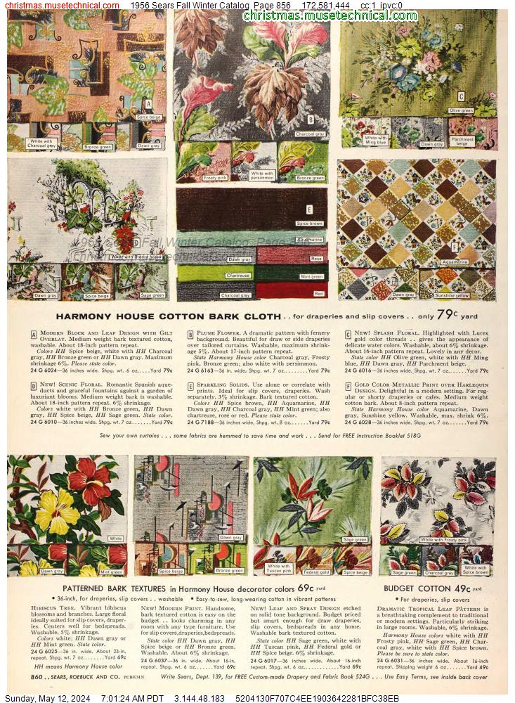 1956 Sears Fall Winter Catalog, Page 856