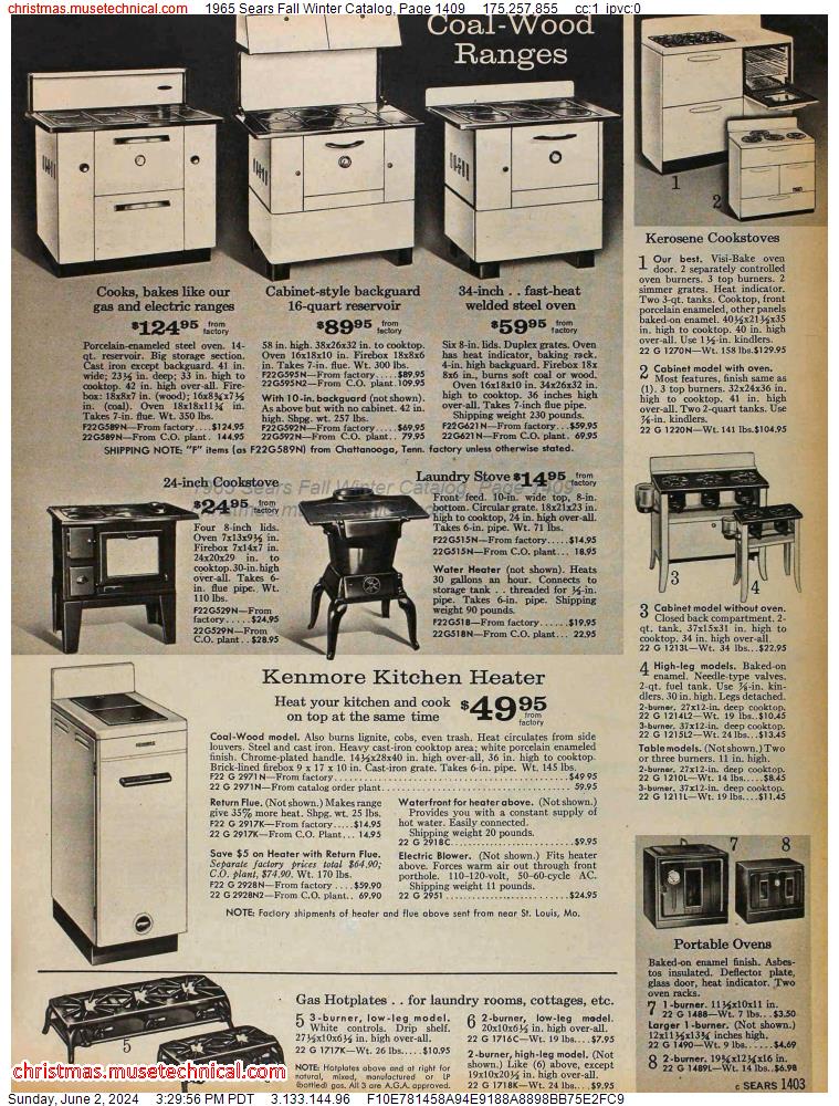 1965 Sears Fall Winter Catalog, Page 1409