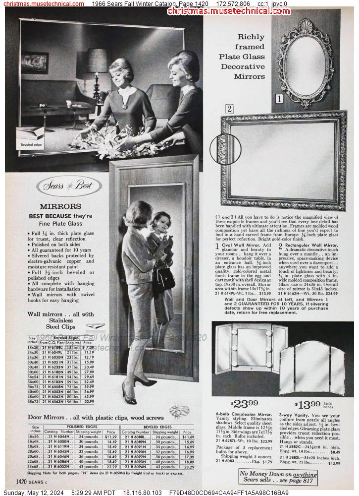 1966 Sears Fall Winter Catalog, Page 1420