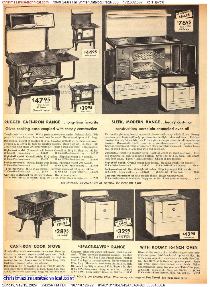 1949 Sears Fall Winter Catalog, Page 835