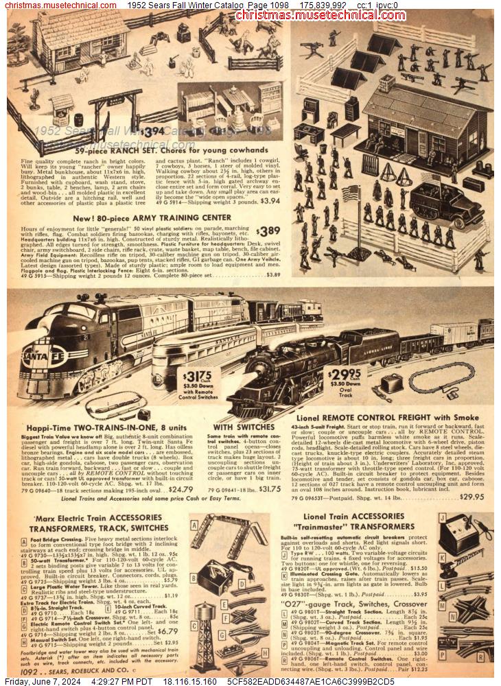 1952 Sears Fall Winter Catalog, Page 1098