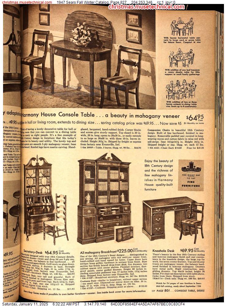 1947 Sears Fall Winter Catalog, Page 827