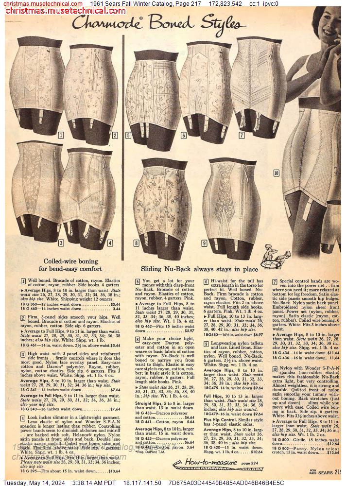 1961 Sears Fall Winter Catalog, Page 217