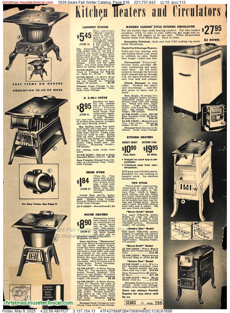 1939 Sears Fall Winter Catalog, Page 816