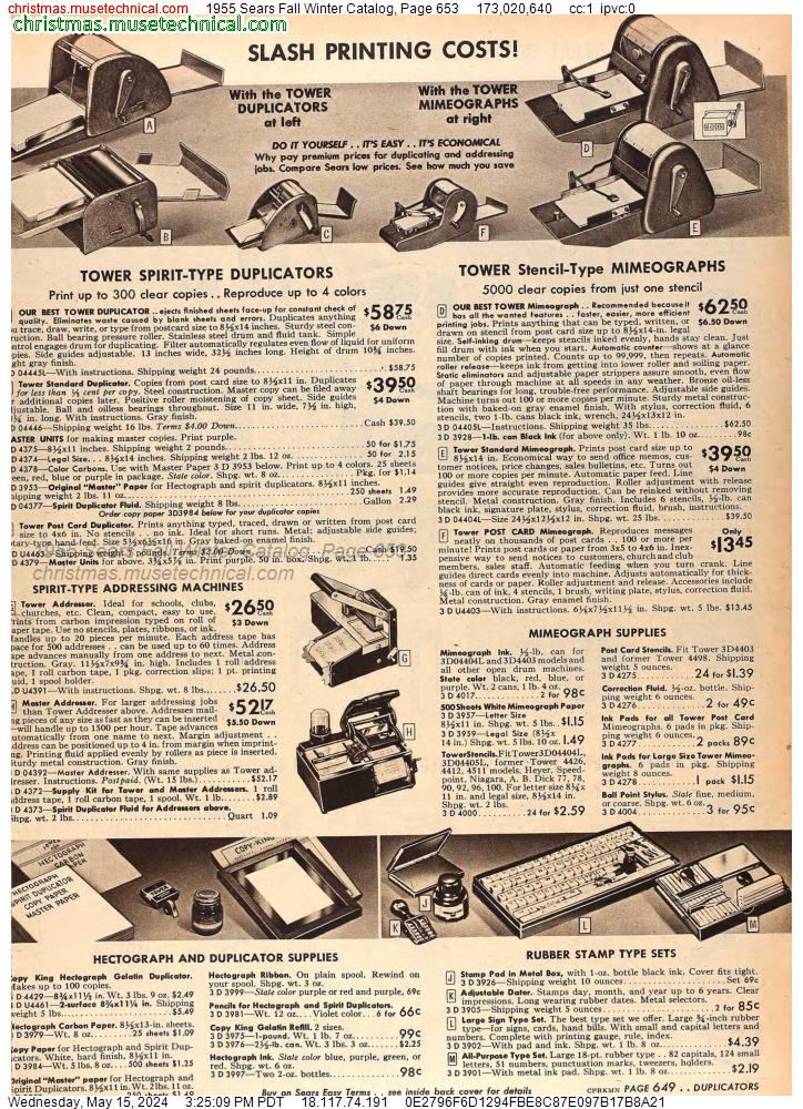 1955 Sears Fall Winter Catalog, Page 653