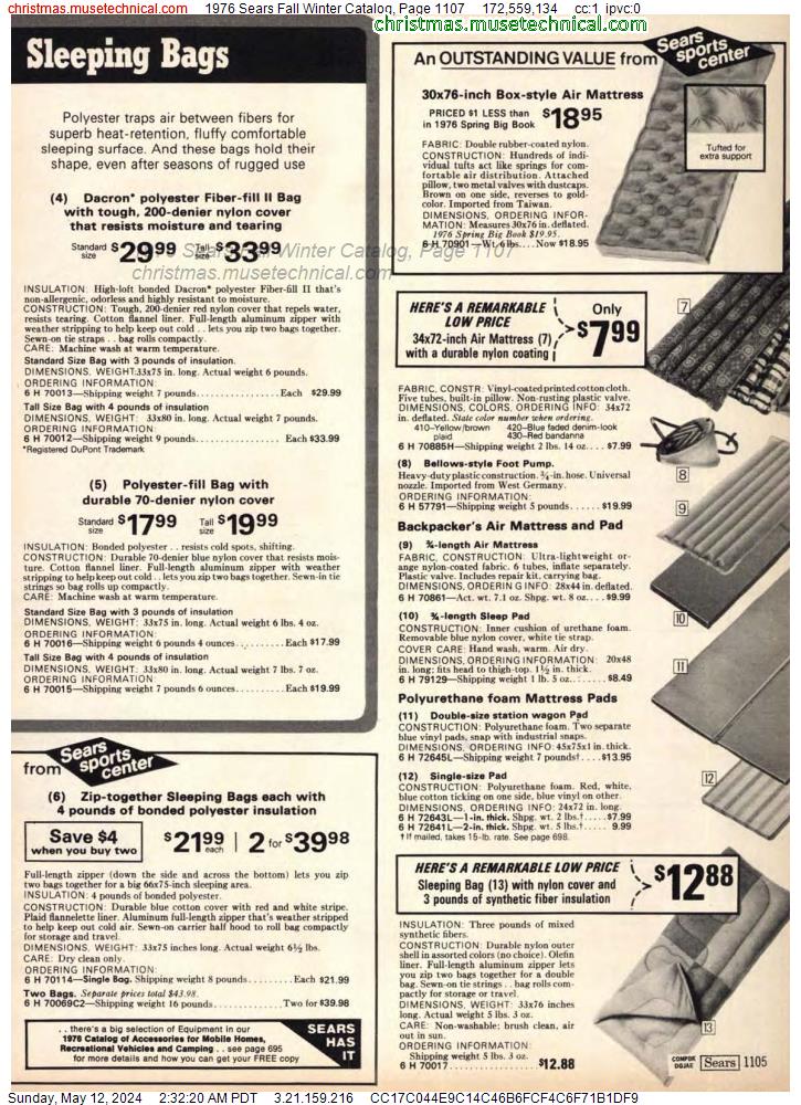 1976 Sears Fall Winter Catalog, Page 1107