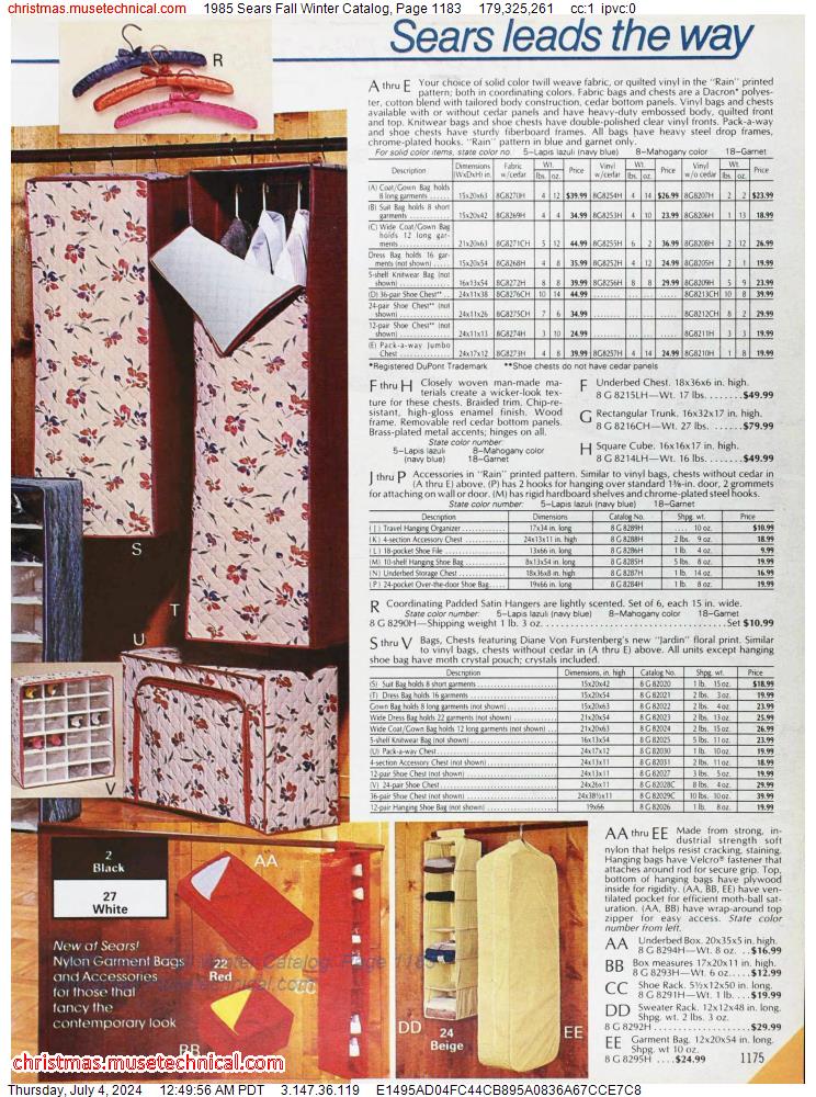 1985 Sears Fall Winter Catalog, Page 1183