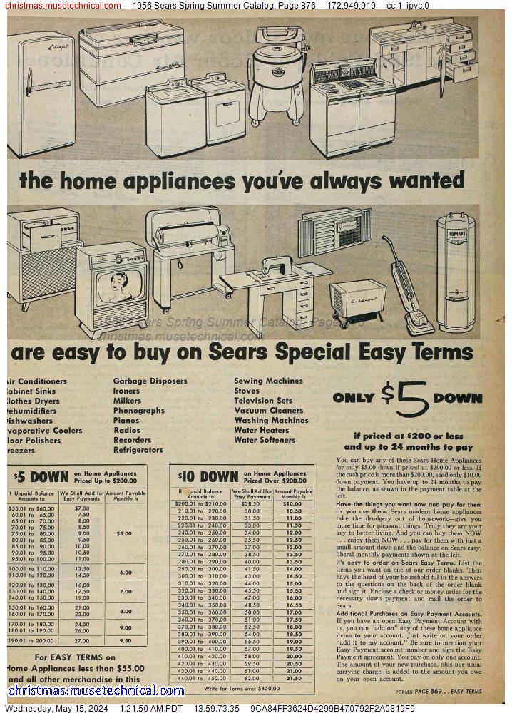 1956 Sears Spring Summer Catalog, Page 876