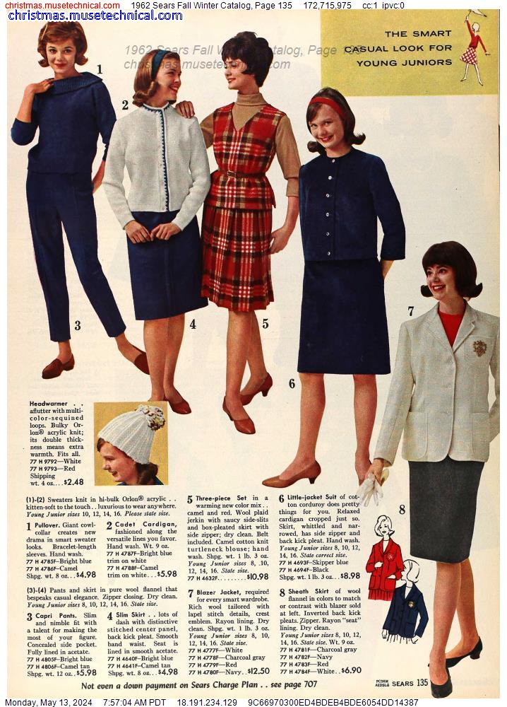 1962 Sears Fall Winter Catalog, Page 135
