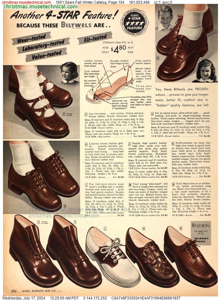 1951 Sears Fall Winter Catalog, Page 104