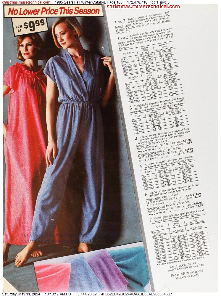 1985 Sears Fall Winter Catalog, Page 186