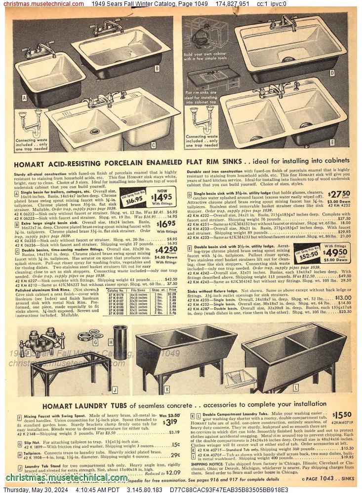 1949 Sears Fall Winter Catalog, Page 1049